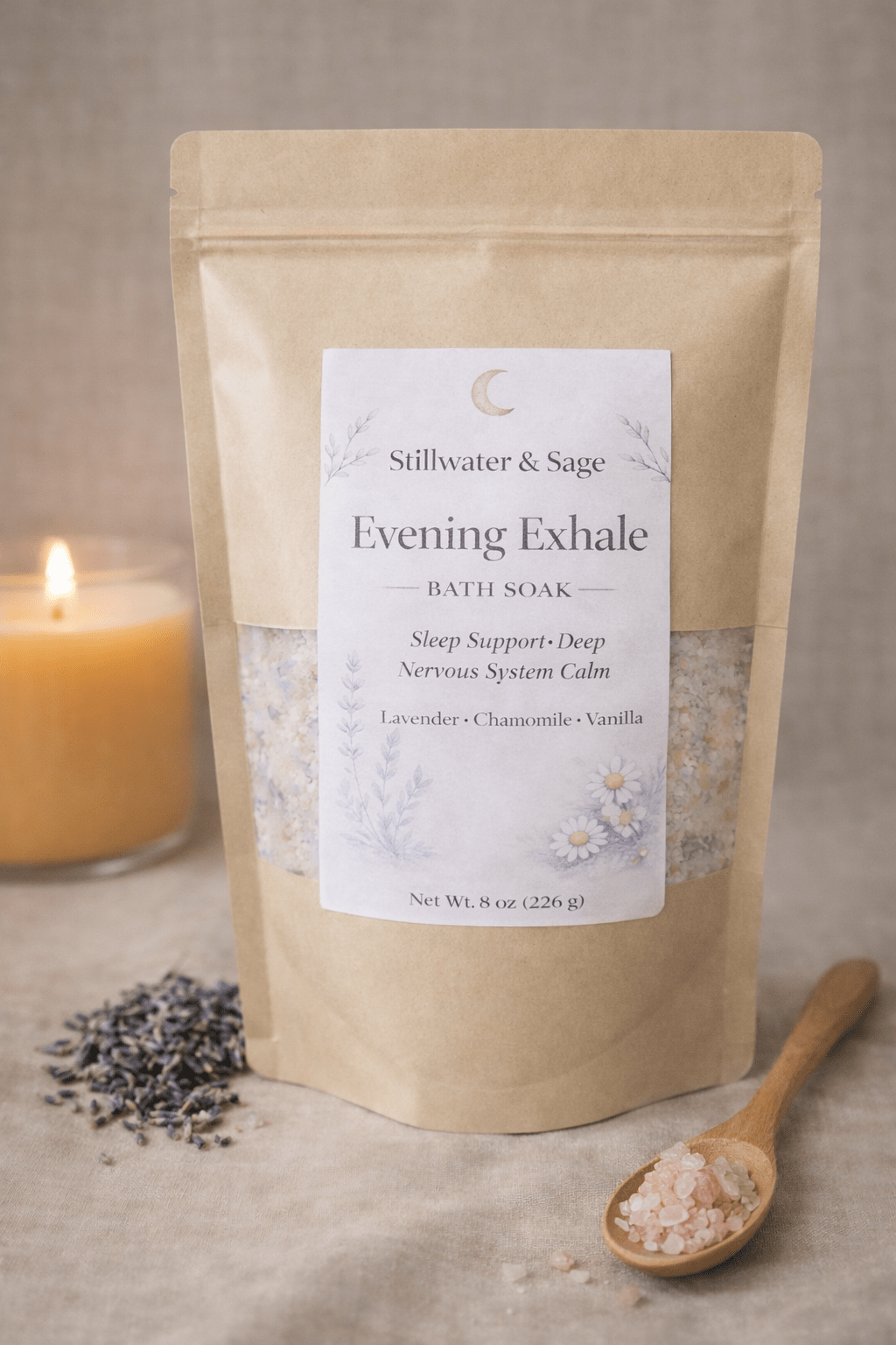 🌙✨ Evening Exhale Bath Soak 8oz - Stillwater & Sage
