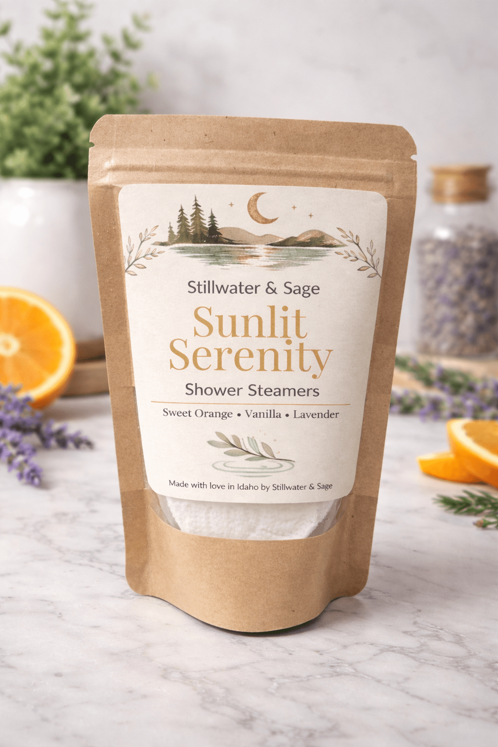 ☀️🌿 Sunlit Serenity Shower Steamers – 6 oz - Stillwater & Sage